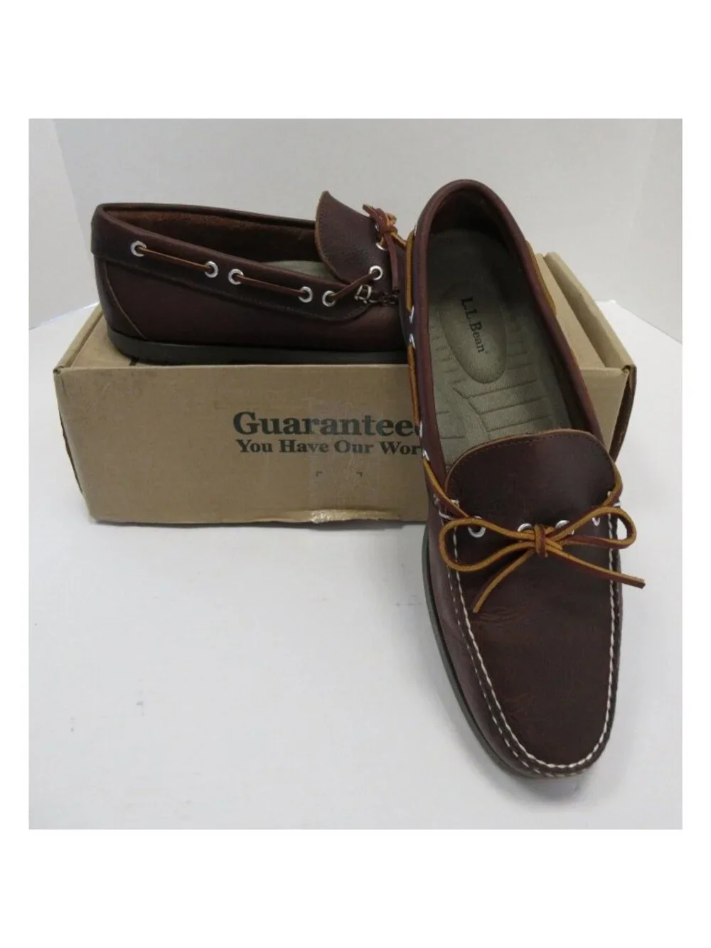 LL Bean Boat Shoes 11 D Dark Loafer Leather Moccasin Slip On Classic